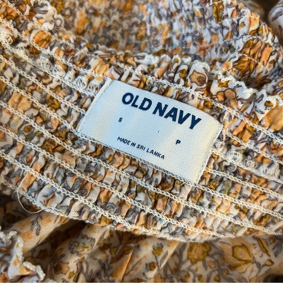 ❤️ Old Navy Floral Blouse Boho Peasant Short Sleeve Peplum Off Shoulder Ruche S - Picture 5 of 9